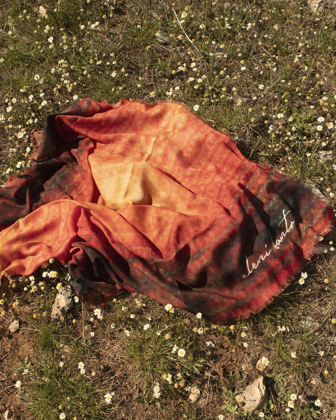 Silk scarf lying on the forest floor